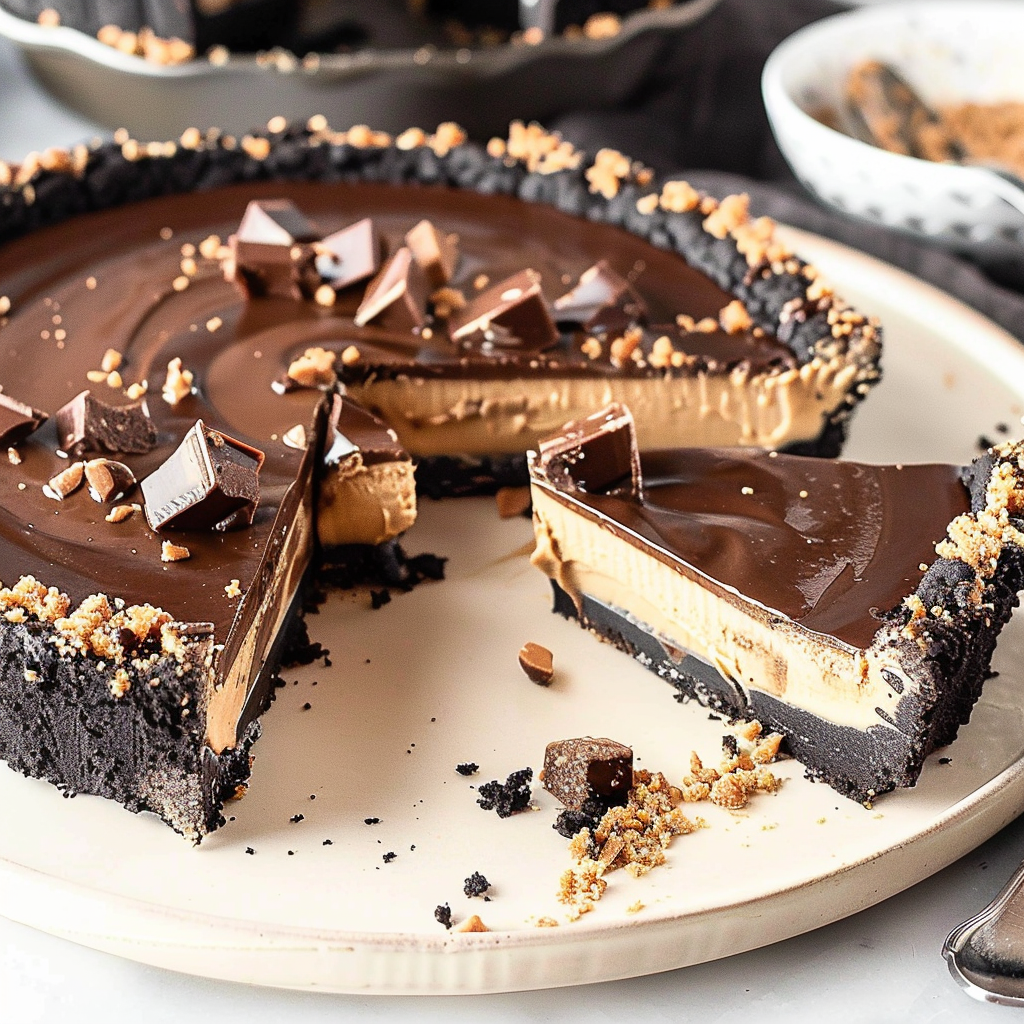 Recipe preparation for Chocolate Peanut Butter Pie