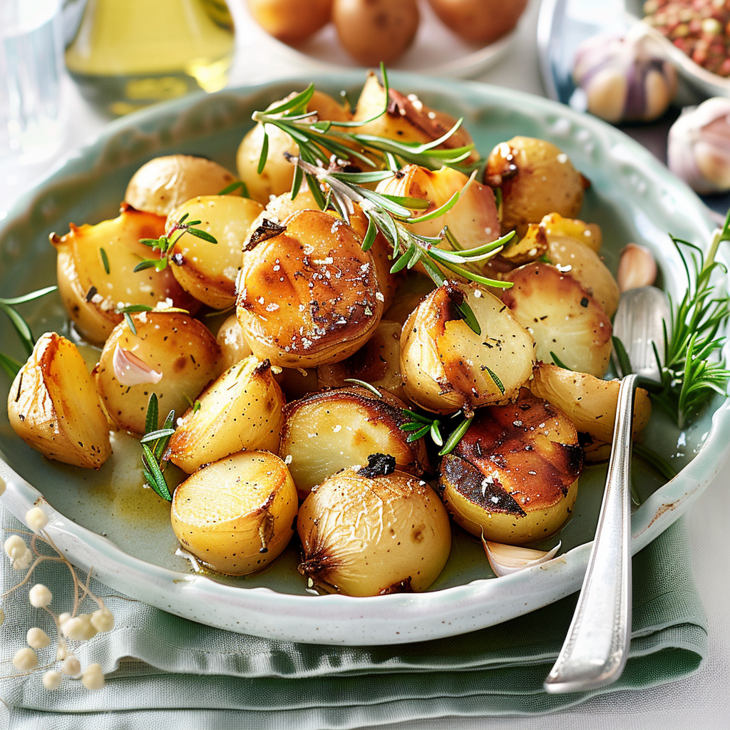 Recipe preparation for Garlic and Rosemary Roasted Potatoes