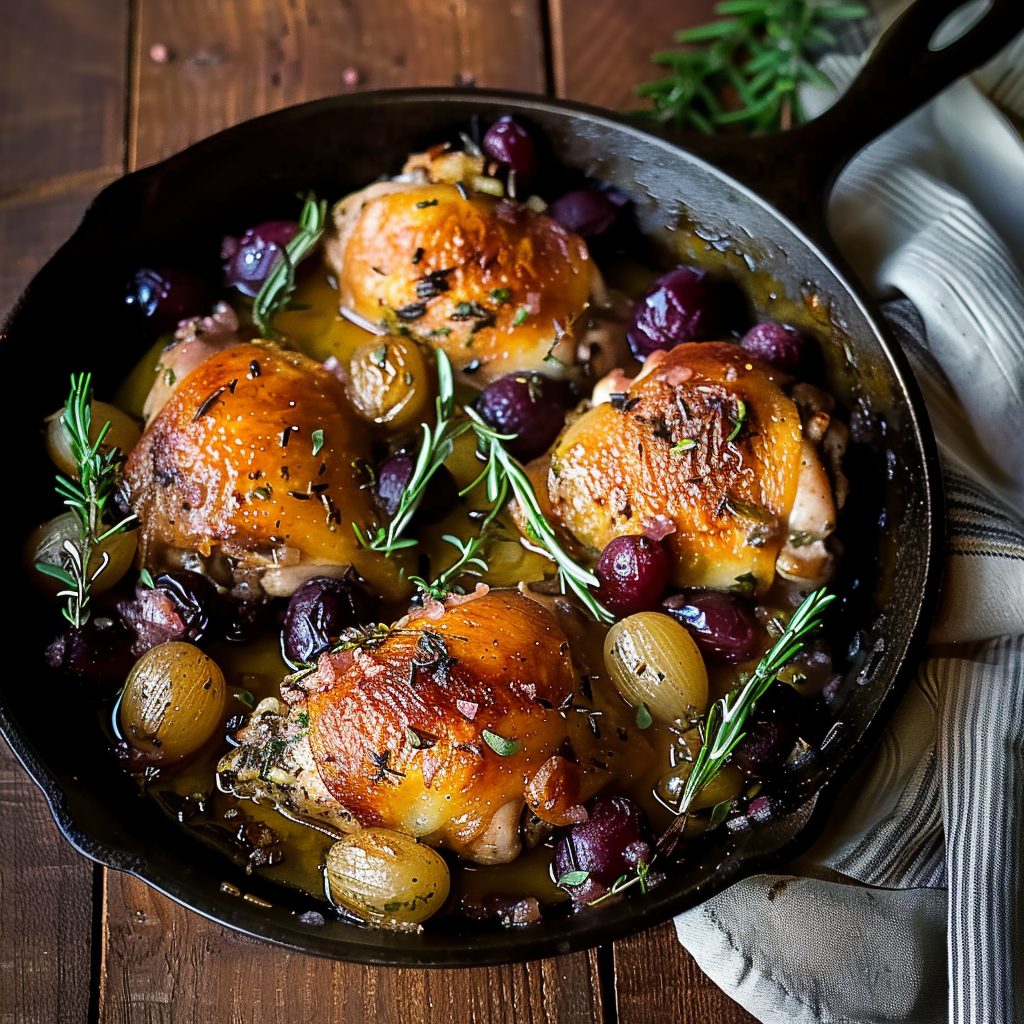 Recipe preparation for Prosecco and Grape Roasted Chicken