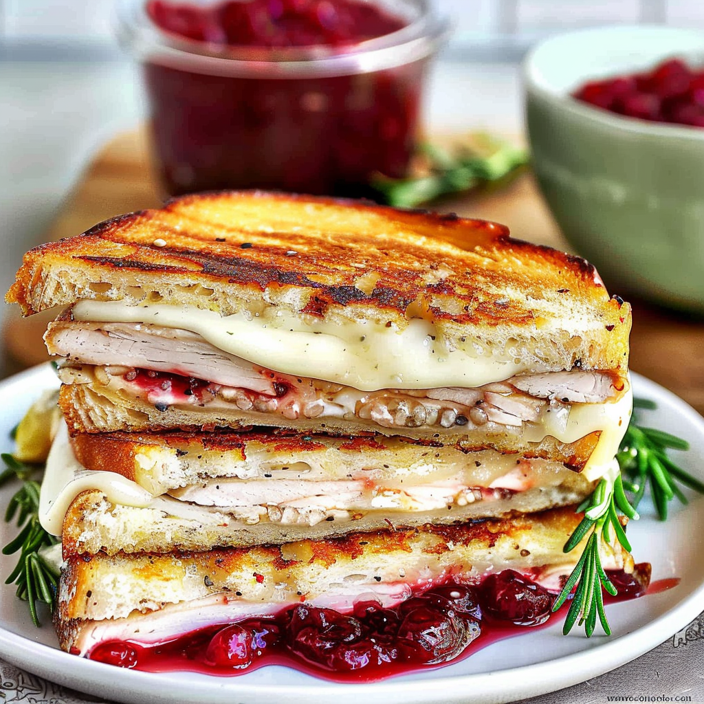 Recipe preparation for Turkey & Brie Grilled Cheese with Cranberry Jam