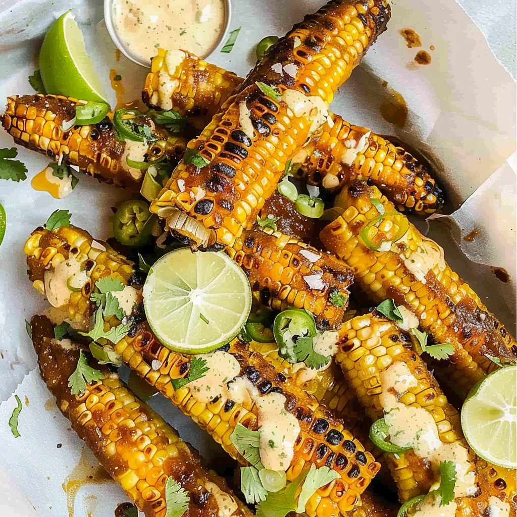 Recipe preparation for Corn Ribs with Lime Crema