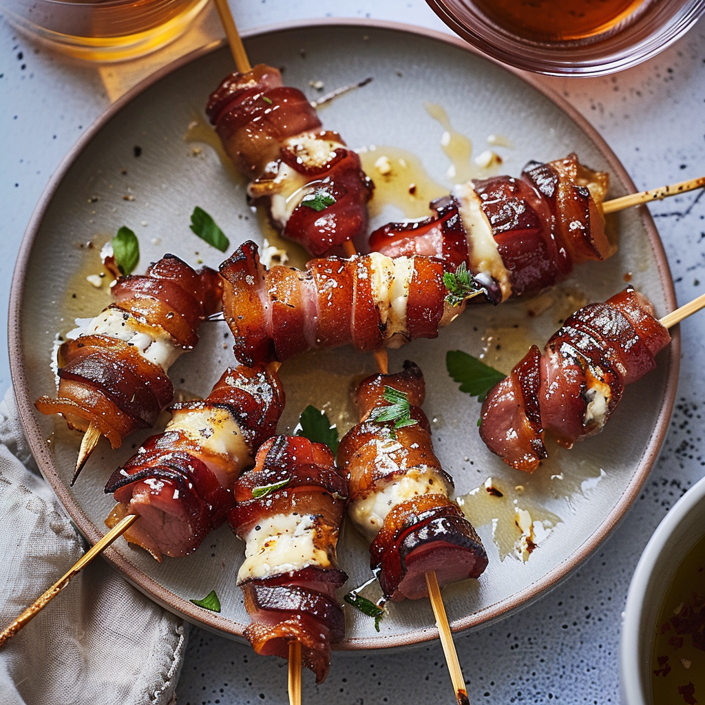 Recipe preparation for Bacon Wrapped Dates with Goat Cheese