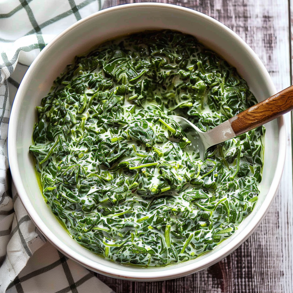 Recipe preparation for Creamed Spinach