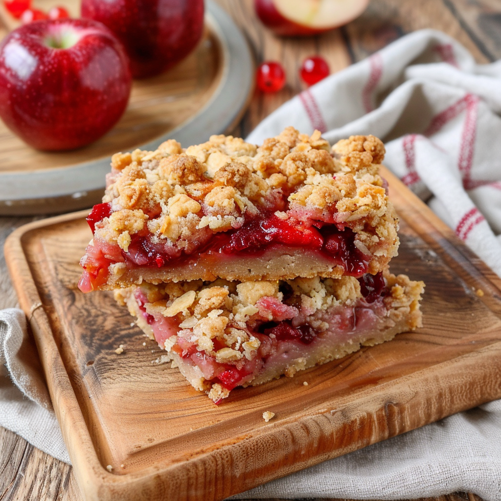 Recipe preparation for Apple Cranberry Crumble Squares