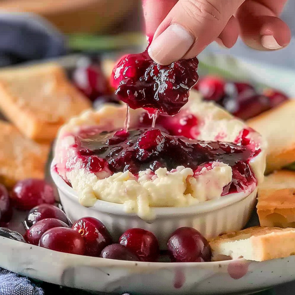 Recipe preparation for Creamy Cranberry Brie Dip