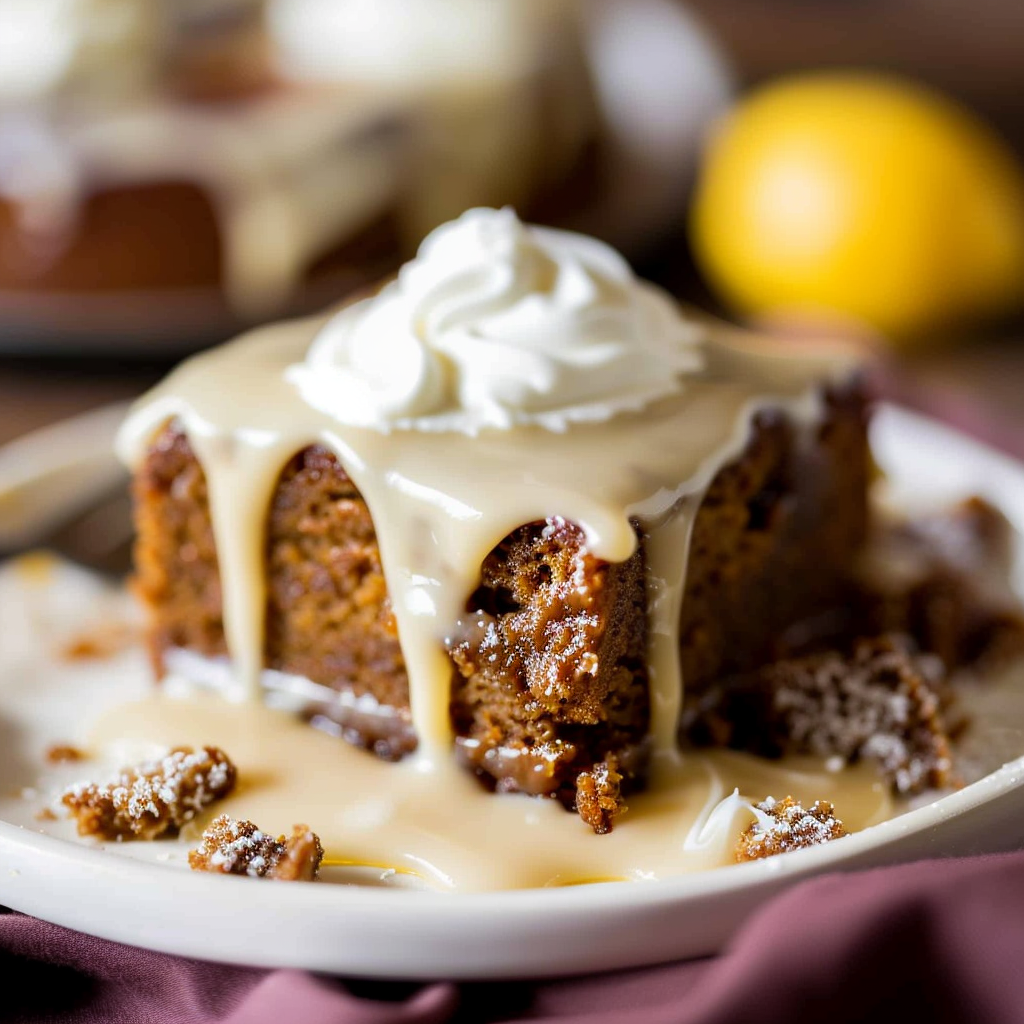 Recipe preparation for Gingerbread Cake with Lemon Glaze