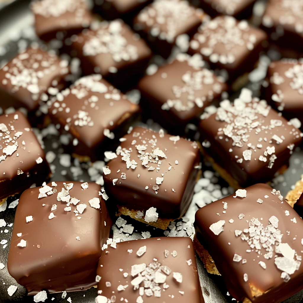 Recipe preparation for Dark Chocolate Sea Salt Caramels
