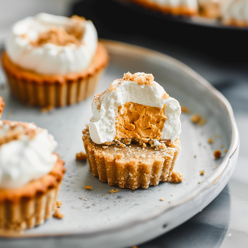 Recipe preparation for Mini Pumpkin Cheesecakes with Gingersnap Crust