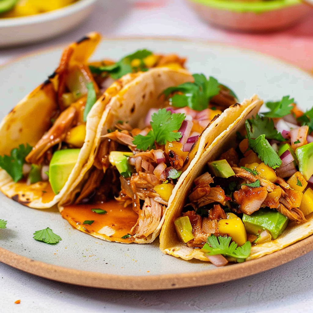 Recipe preparation for Smoky BBQ Jackfruit Tacos with Mango Slaw