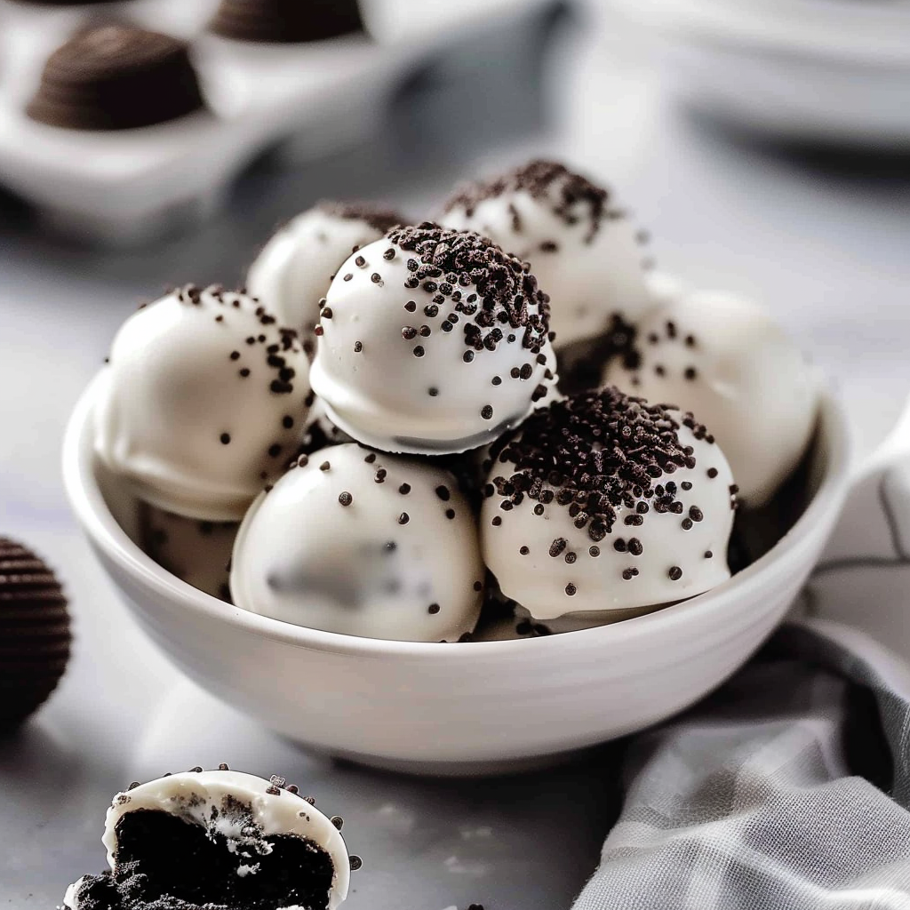 Recipe preparation for Mini Oreo Cheesecake Truffles