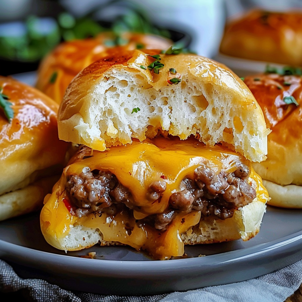 Recipe preparation for Garlic Parmesan Cheeseburger Bombs