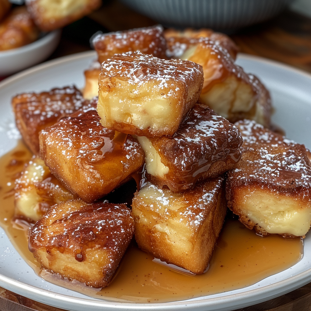 Recipe preparation for Cinnamon Roll French Toast Bites