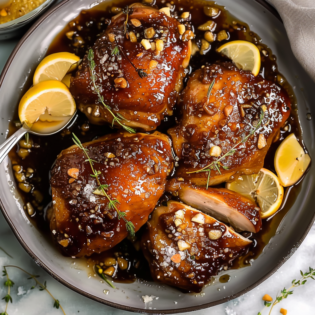 Recipe preparation for Sticky Balsamic & Fig Glazed Chicken Thighs