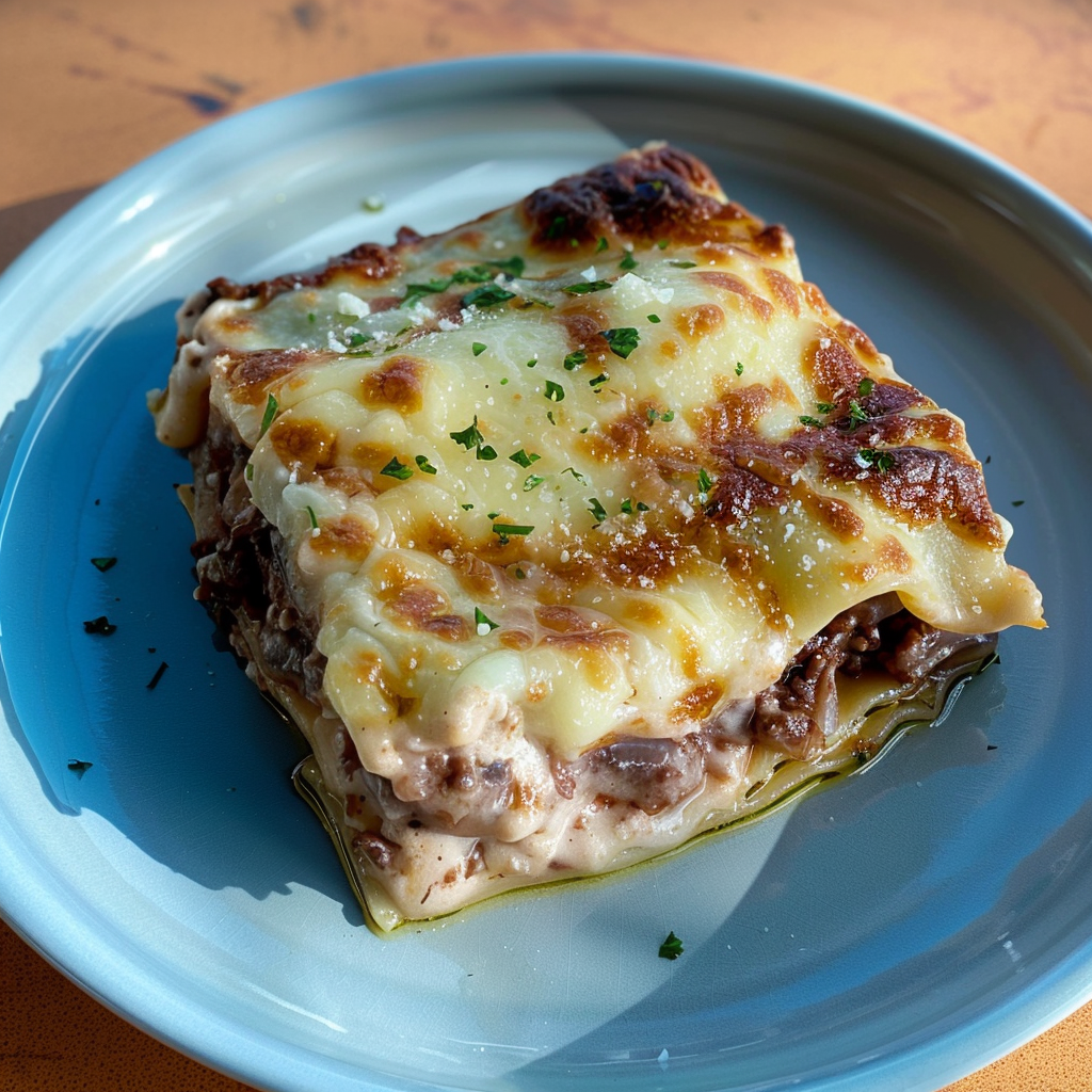 Recipe preparation for Braised Short Rib Lasagna with Béchamel