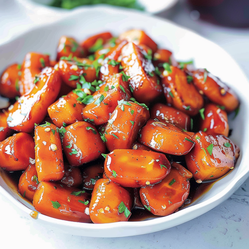 Recipe preparation for Bourbon & Brown Sugar Glazed Carrots