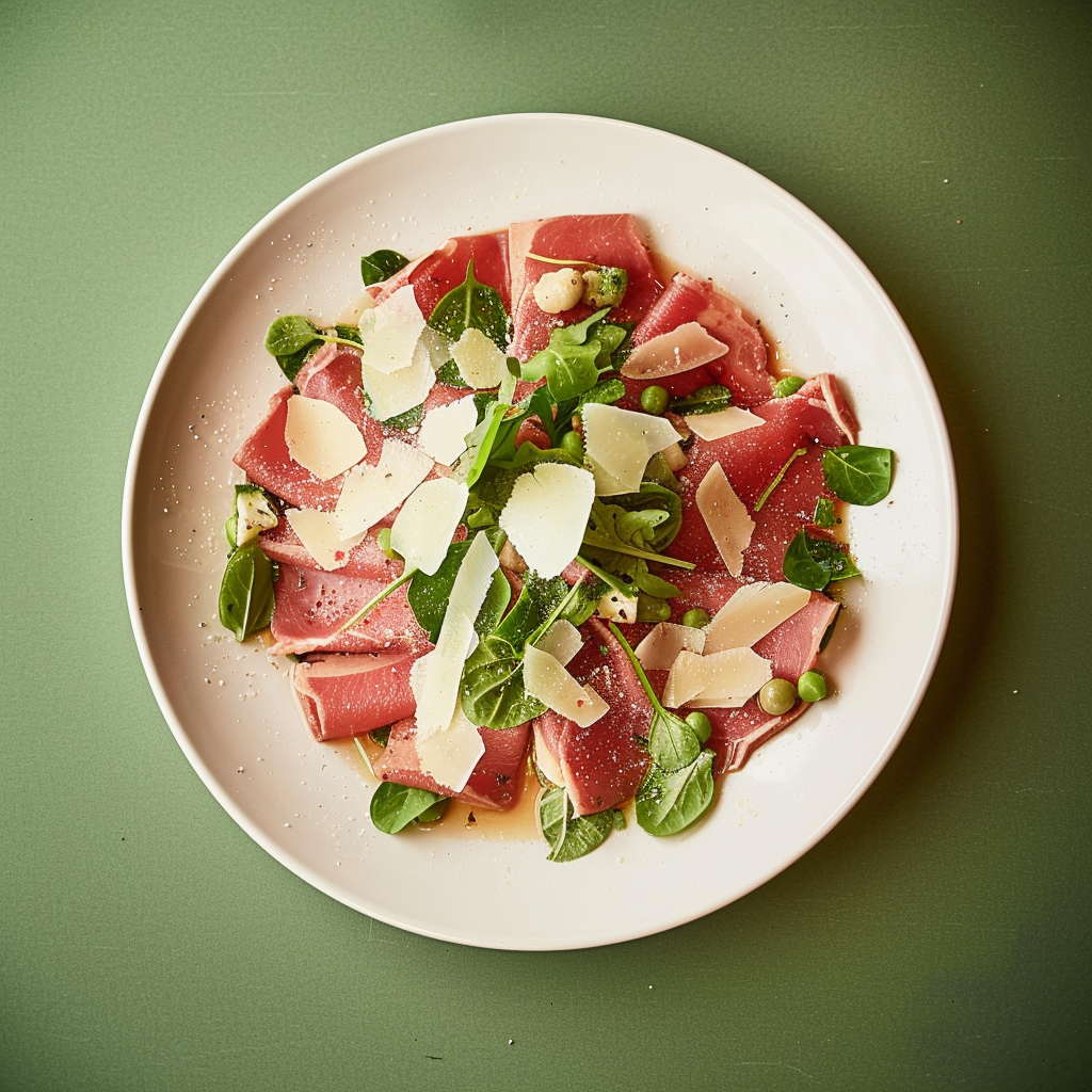 Recipe preparation for Beef Carpaccio with Truffle Oil