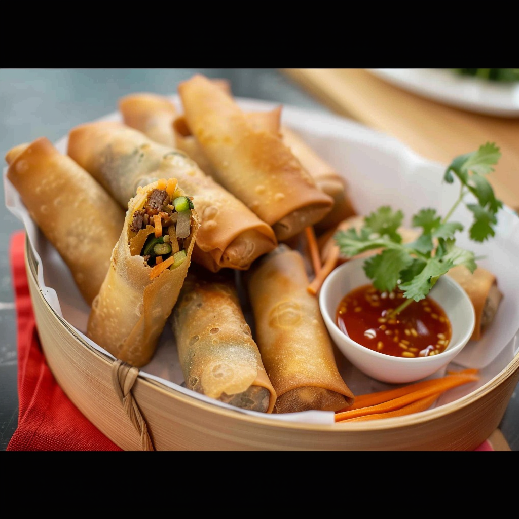 Recipe preparation for Crispy Vegetable Spring Rolls