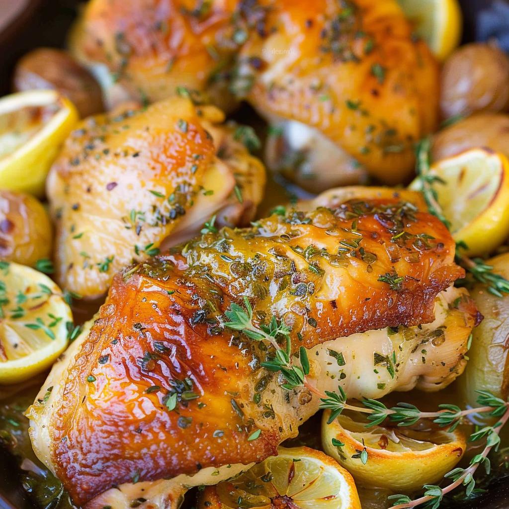 Recipe preparation for Lemon Garlic Herb Roasted Chicken