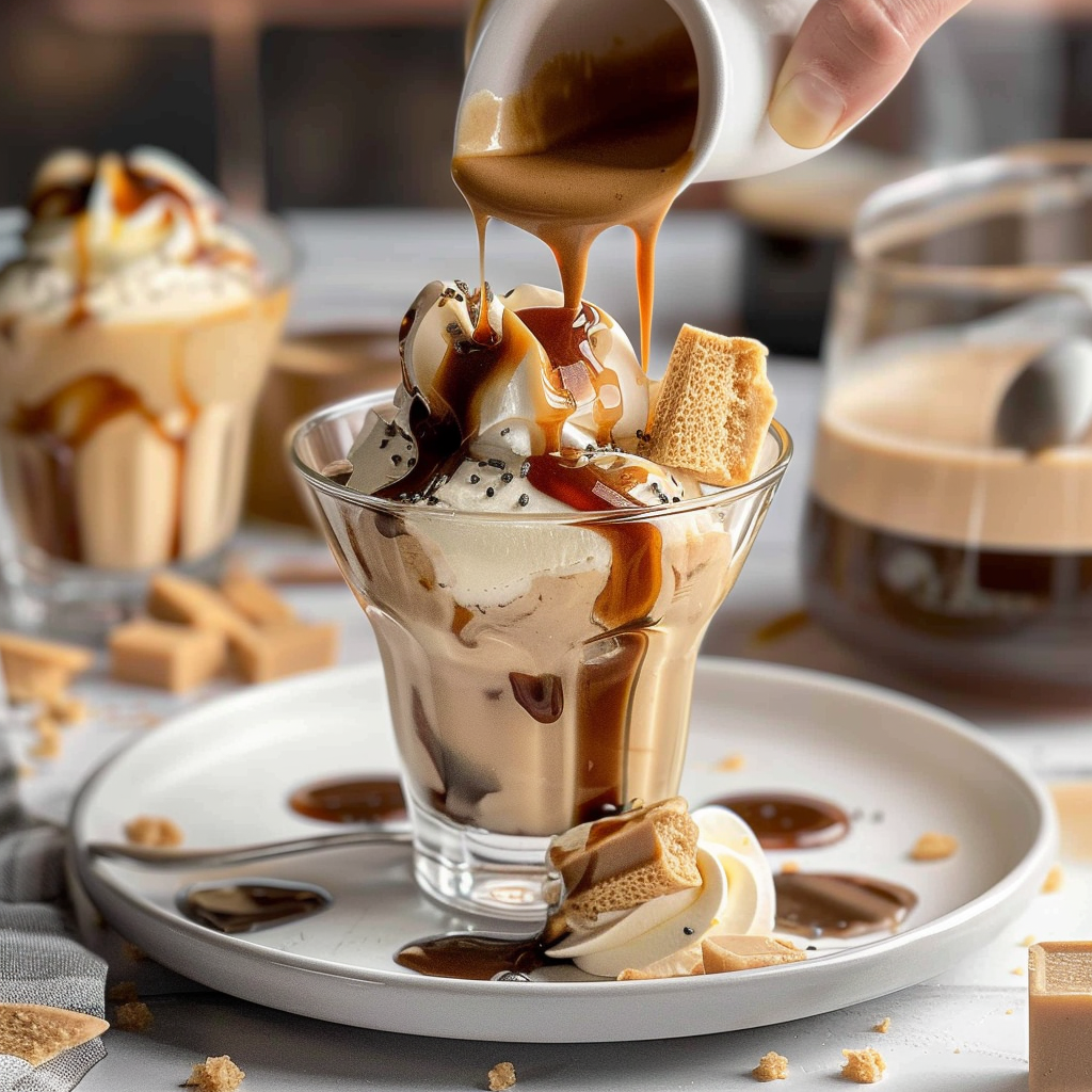Recipe preparation for Affogato with Salted Caramel