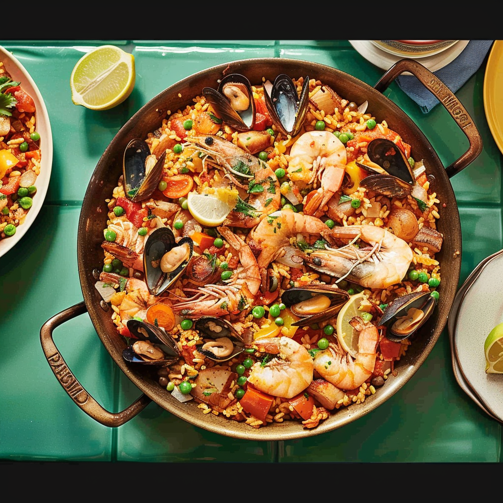 Recipe preparation for Seafood Paella with Chorizo