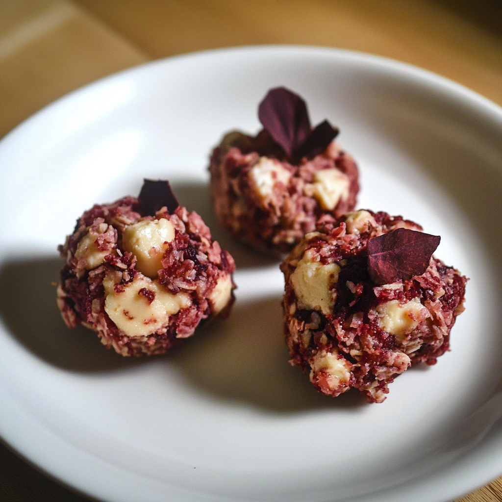 Recipe preparation for Beetroot-Infused Goat Cheese Truffles