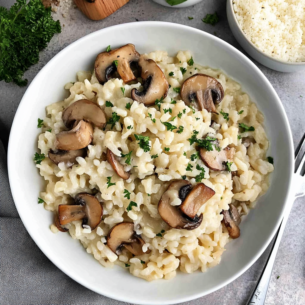 Recipe preparation for White Mushroom Risotto
