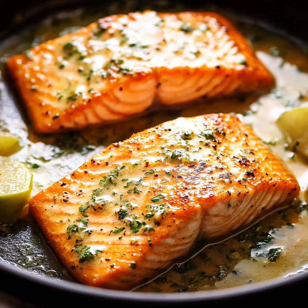 Recipe preparation for Soft Herb Butter Salmon