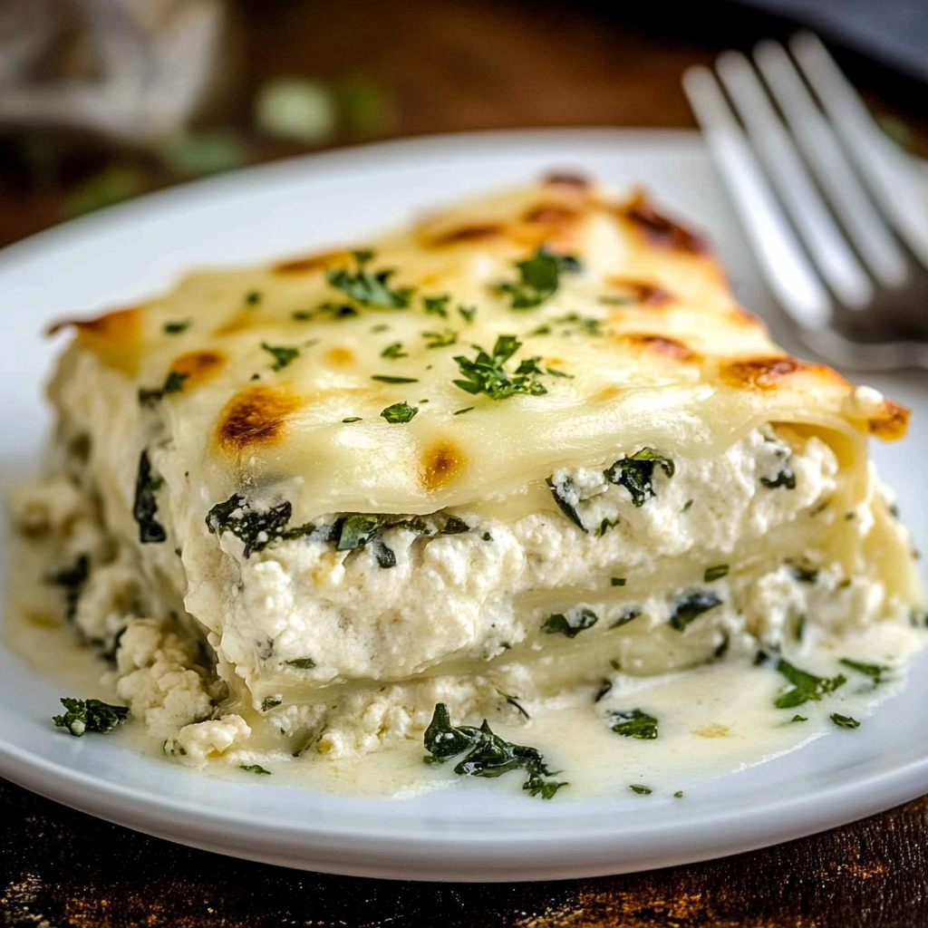 Recipe preparation for Mozzarella & Ricotta White Lasagna