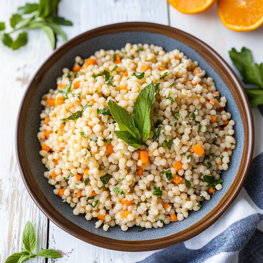 Recipe preparation for Buttered Pearl Couscous