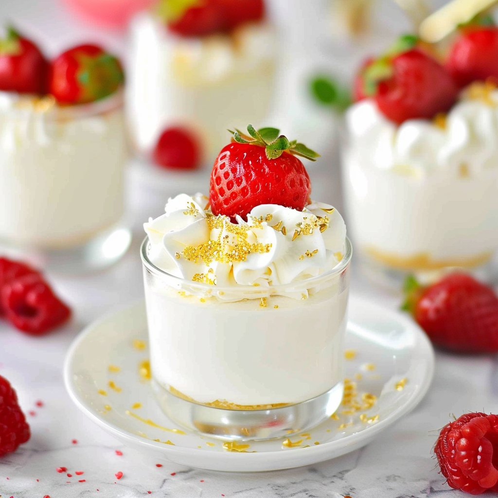 Recipe preparation for Champagne Berry Cheesecake Mousse Cups