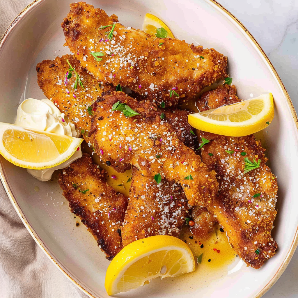 Recipe preparation for Crispy Lemon Pepper Chicken Cutlets