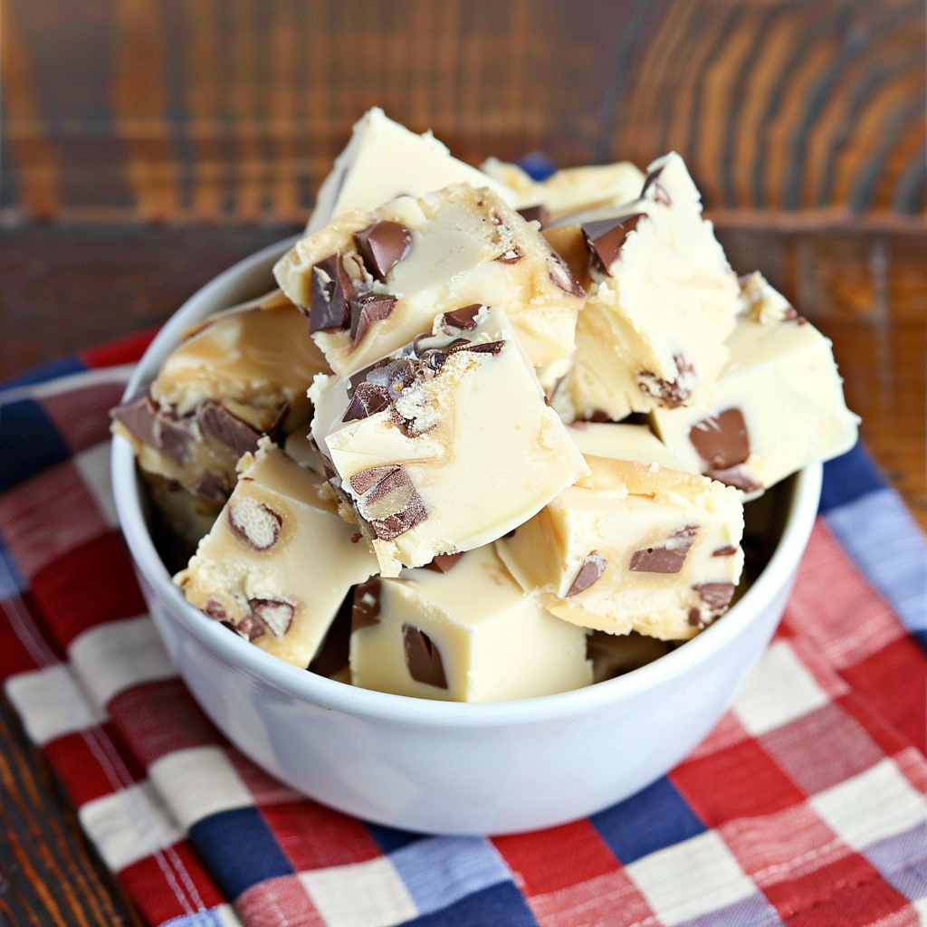 Recipe preparation for White Chocolate Cookie Fudge Bars