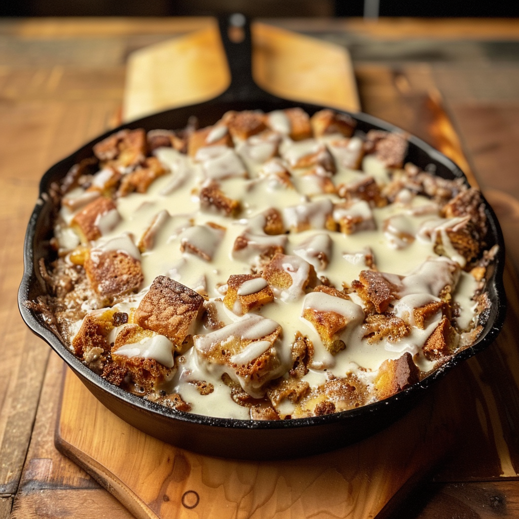 Recipe preparation for Holiday Cinnamon Roll Bread Pudding