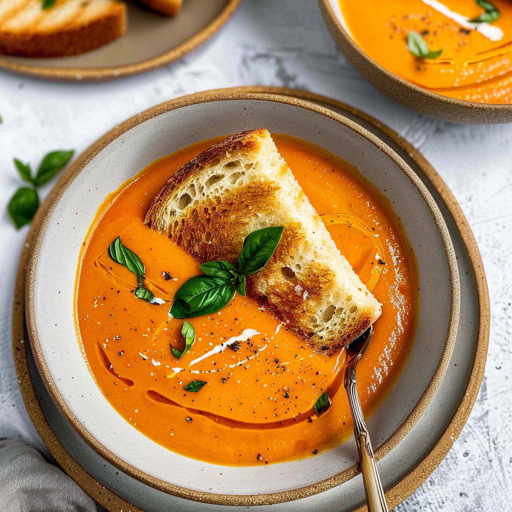 Recipe preparation for Toasted Garlic Tomato Bisque