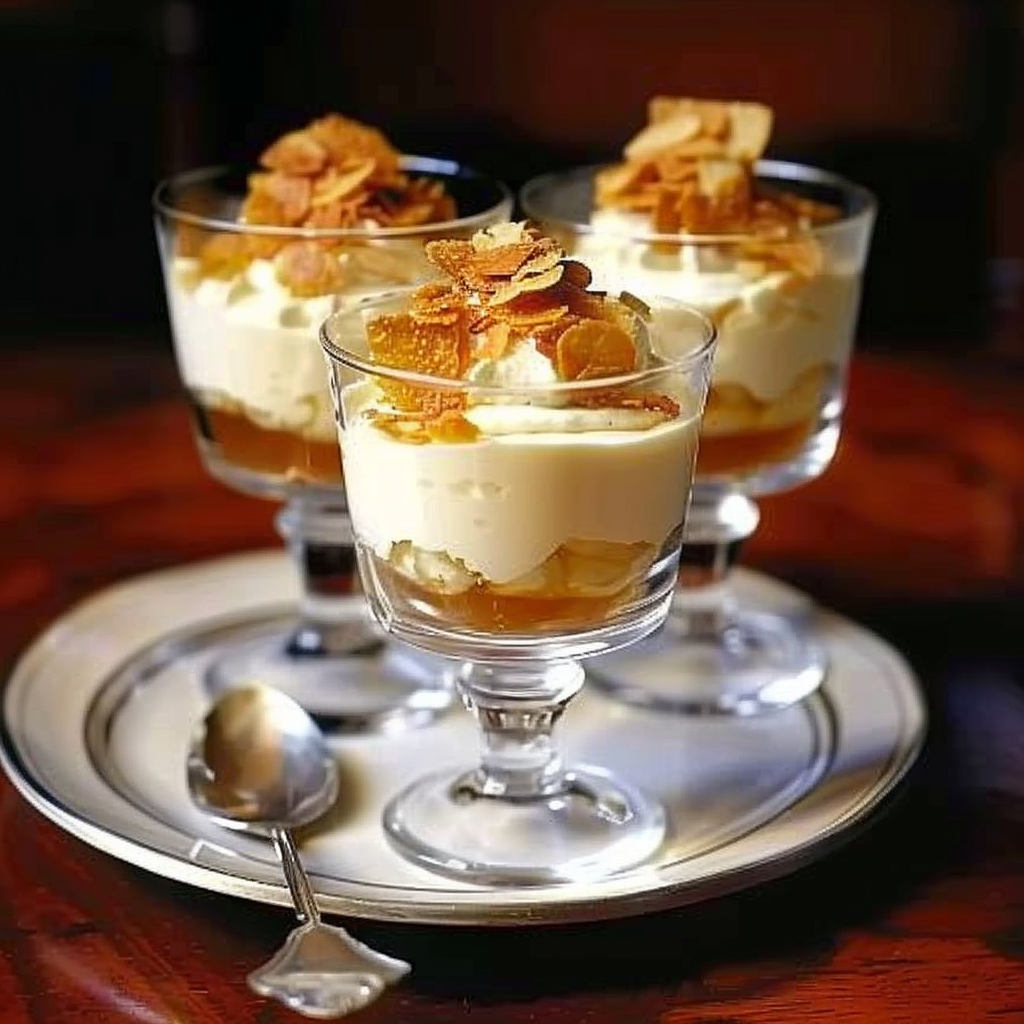 Recipe preparation for Toasted Almond Honey Trifle Cups