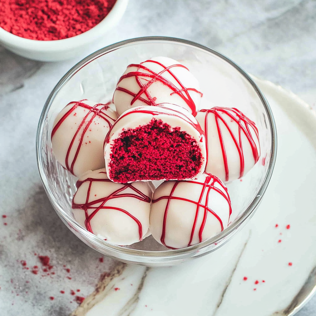 Recipe preparation for Red Velvet Cake Heart Truffles