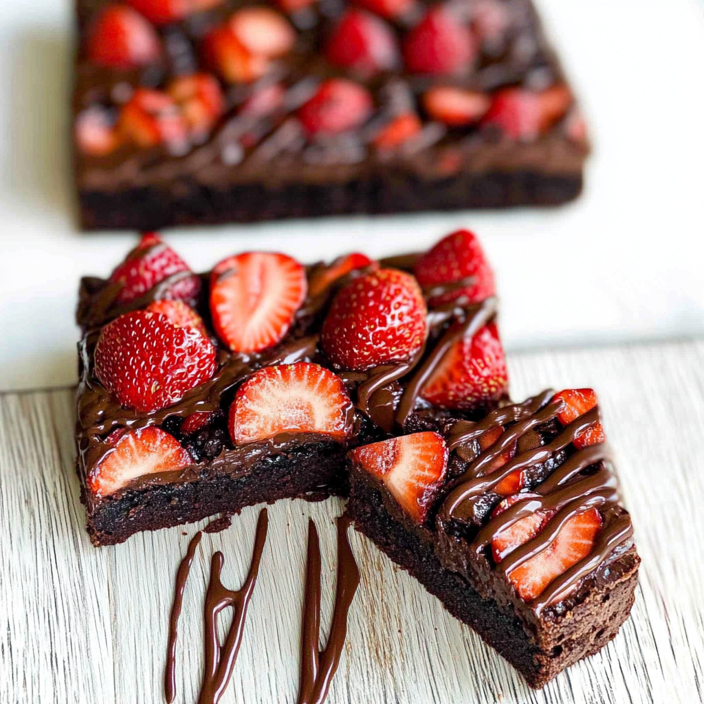 Recipe preparation for Chocolate Covered Strawberry Brownies