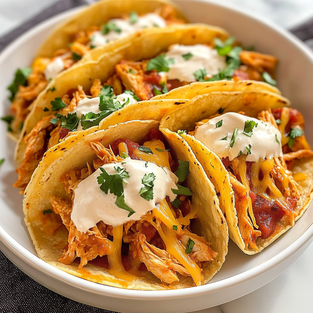 Recipe preparation for Cheesy Crispy Rotisserie Chicken Tacos