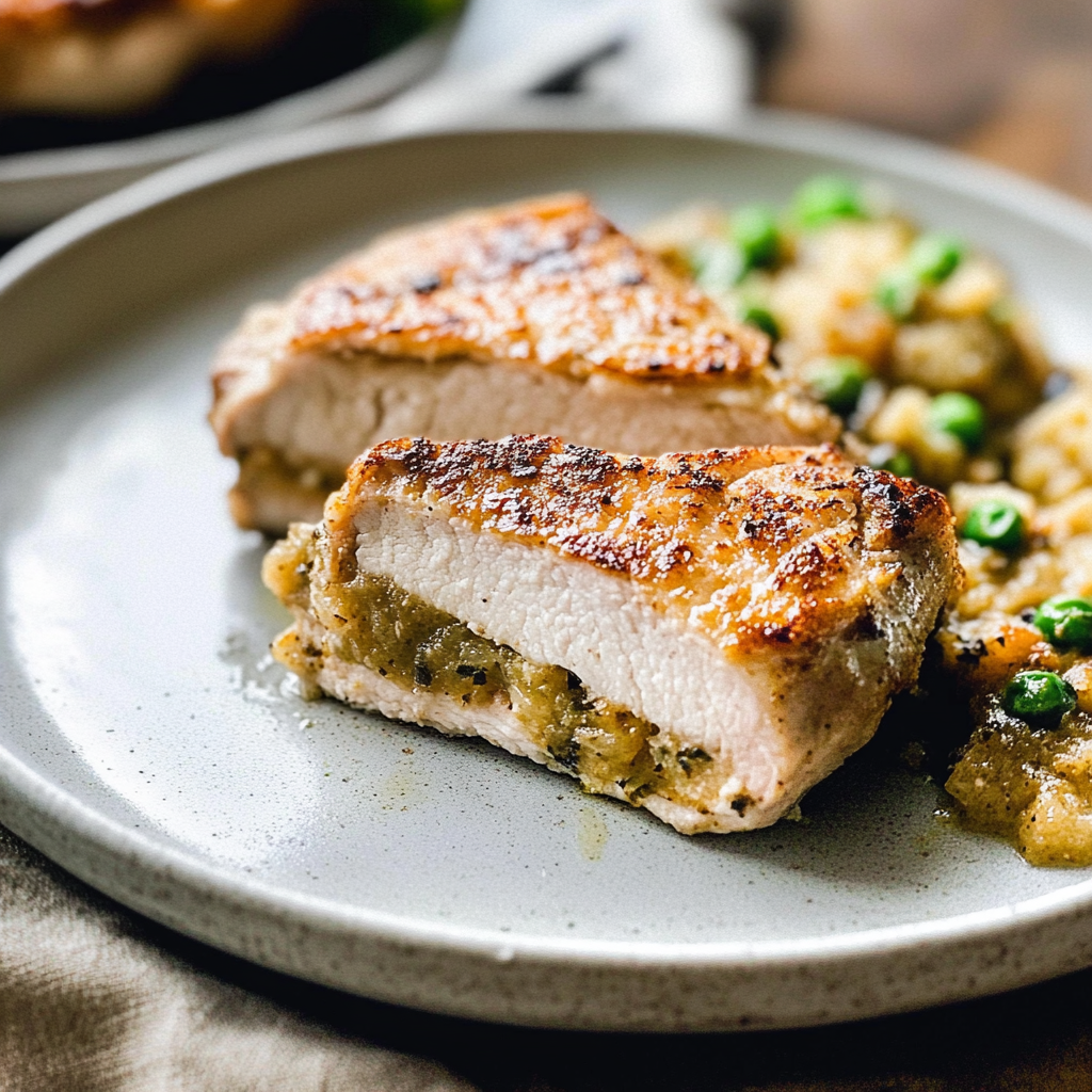 Recipe preparation for Stuffed Iowa Chops