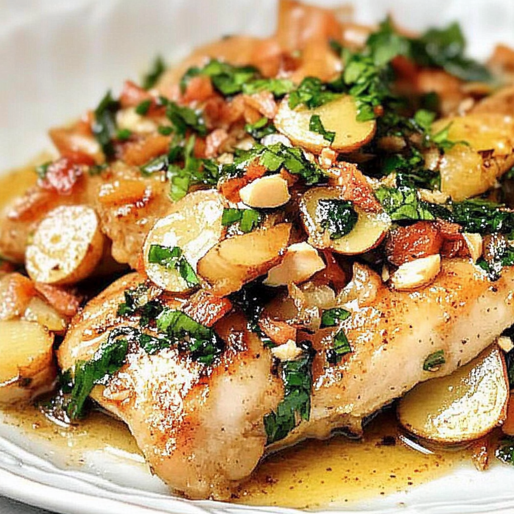 Recipe preparation for Chicken Amandine