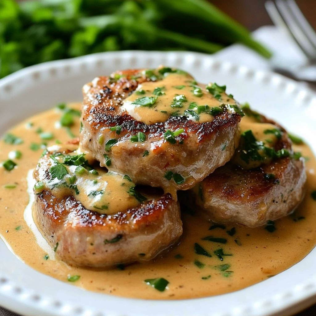 Recipe preparation for Pork Medallions in Mustard Sauce
