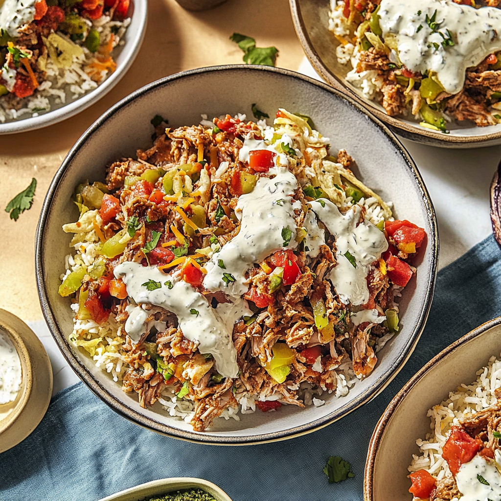 Recipe preparation for Pulled Pork Fiesta Bowls