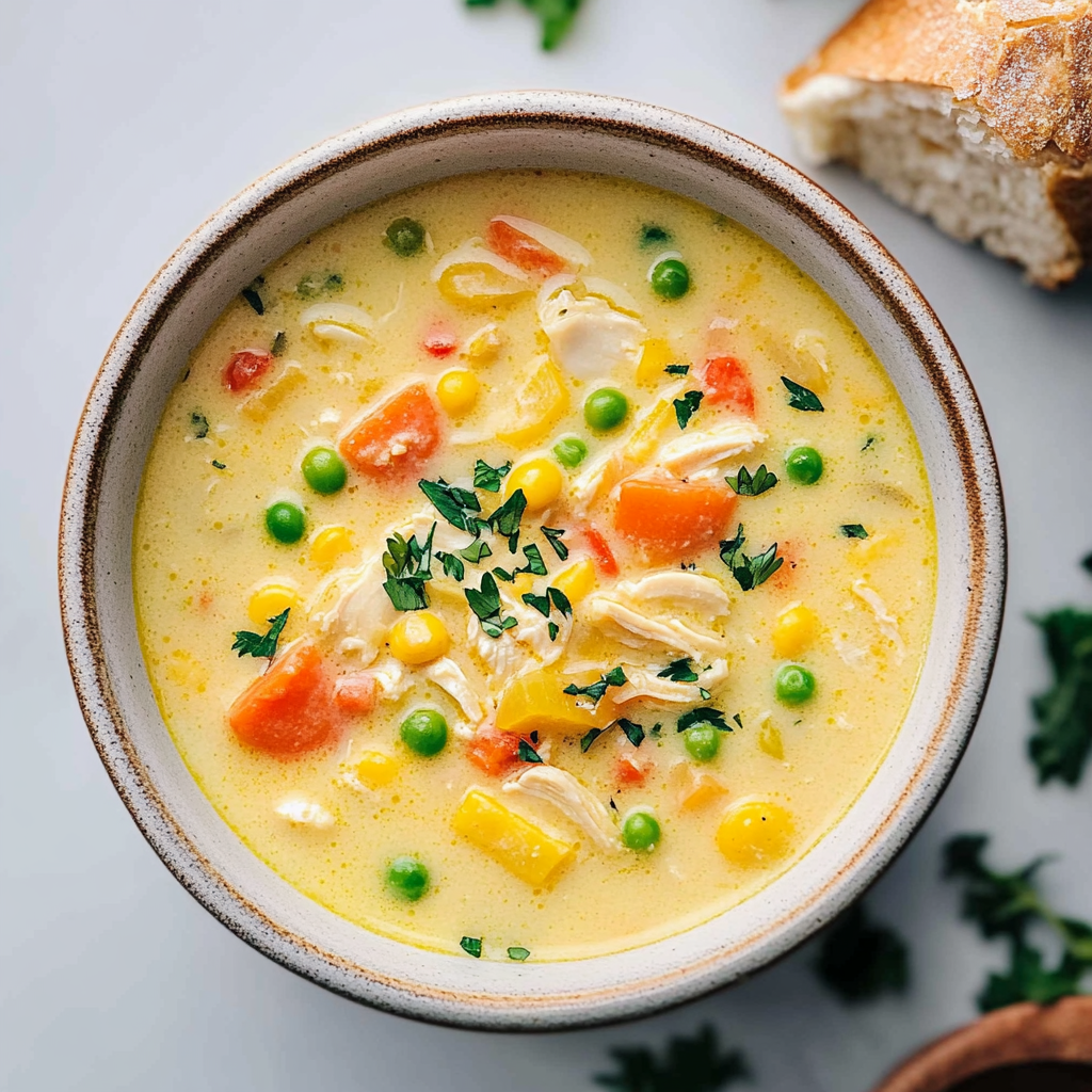 Recipe preparation for Curried Chicken Corn Chowder