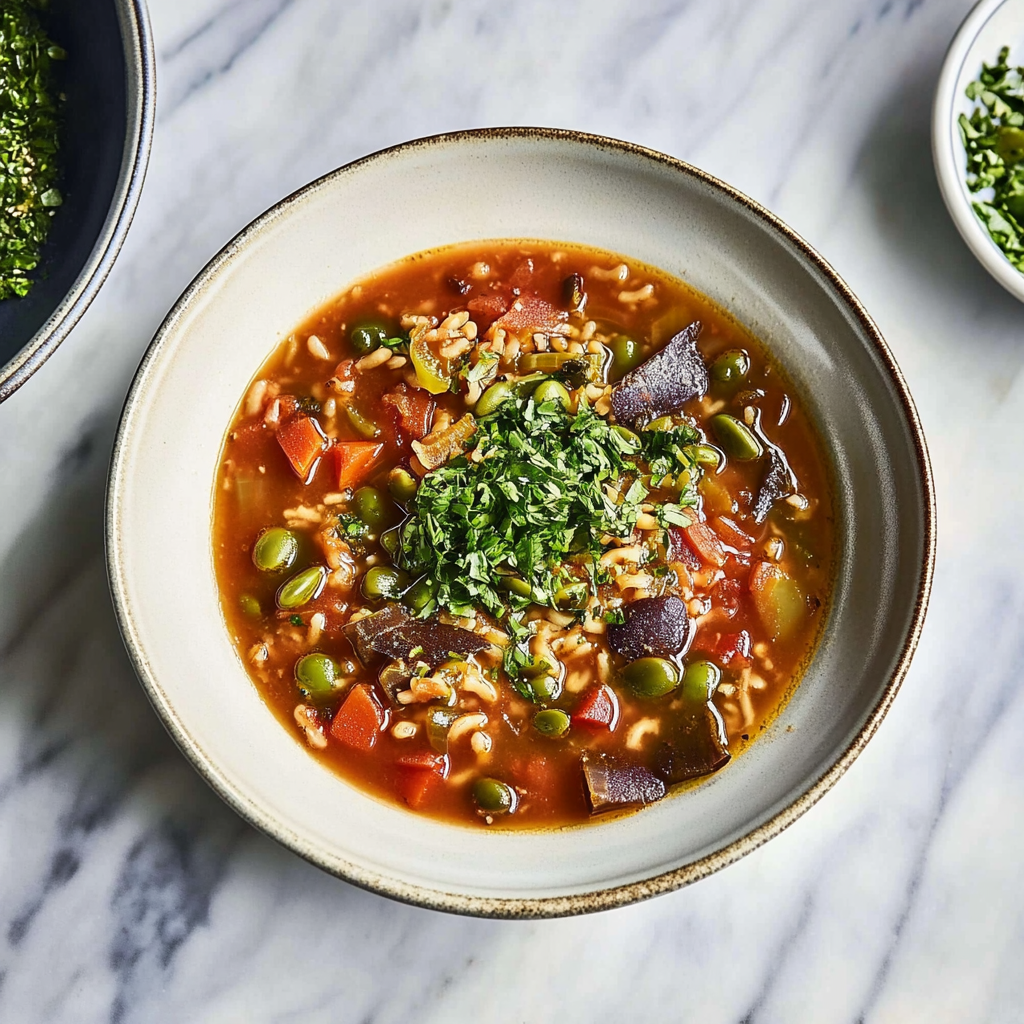 Recipe preparation for Colorful Three-Bean Soup
