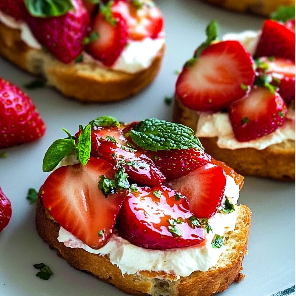 Recipe preparation for Strawberry Mascarpone Canapé