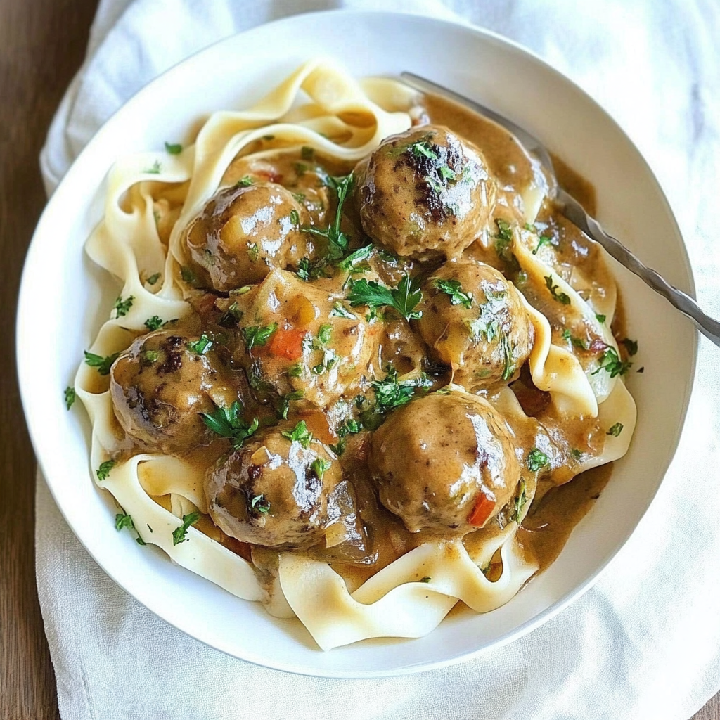 Recipe preparation for Turkey Meatball Stroganoff
