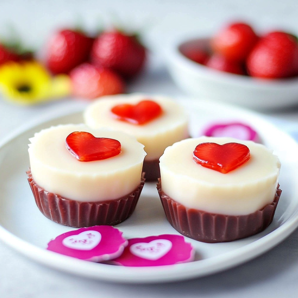 Recipe preparation for Heart-Crack Chocolate Shell Strawberry Cups