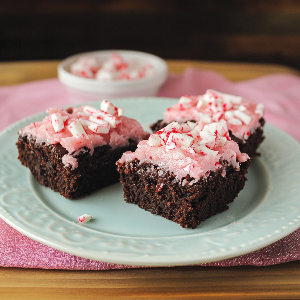 Recipe preparation for Pink Peppermint Crunch Brownies