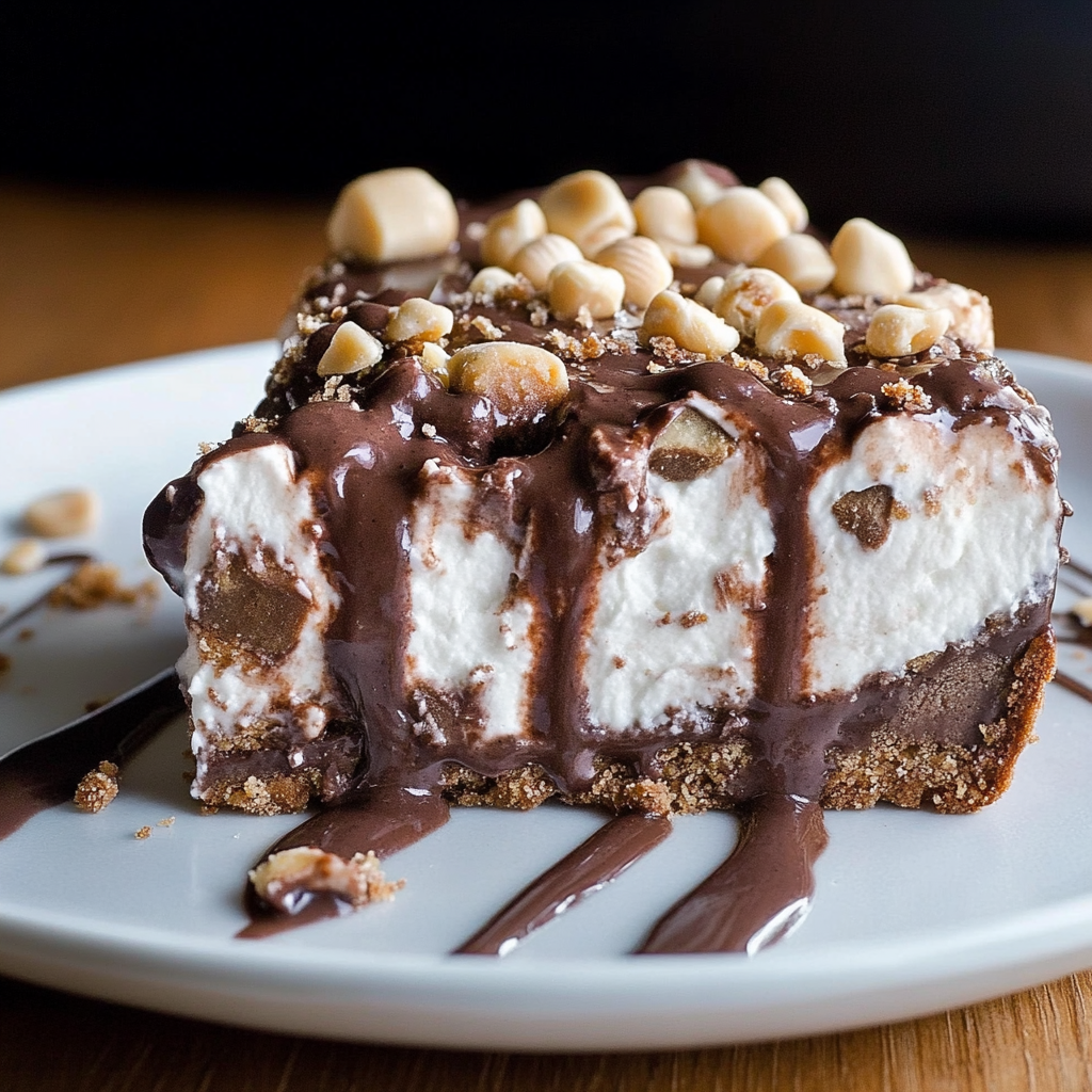 Recipe preparation for No-Bake Rocky Road Pie