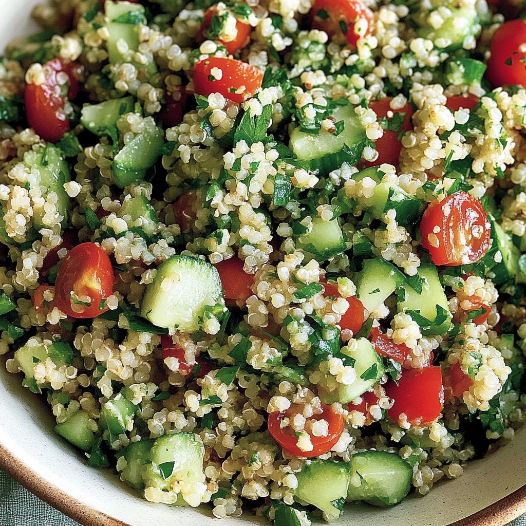 Recipe preparation for Quinoa Tabbouleh Salad